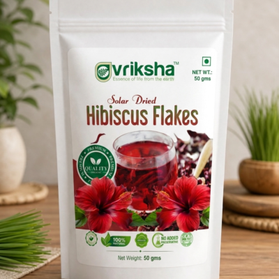 Vriksha Hibiscus Flower Flakes | 100% natural, sun-dried | A versatile superfood for wellness and beauty