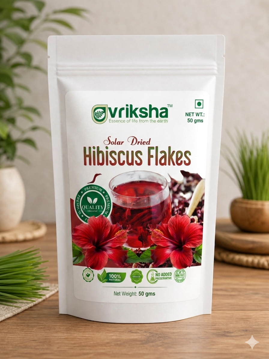 Vriksha Organic Hibiscus Flower Flakes Powder