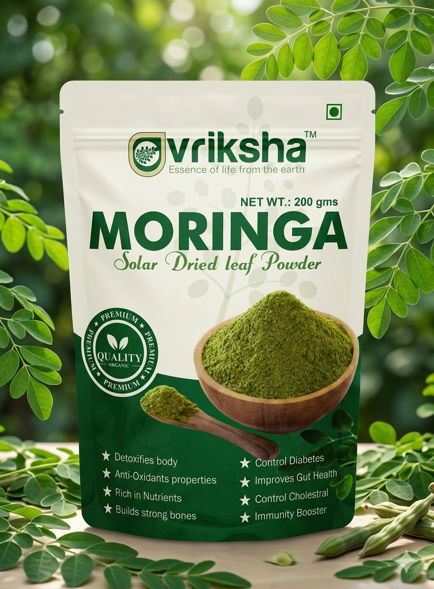 Vriksha Organic Moringa Powder 200gm | A Complete Protein Source | Loaded with Antioxidants